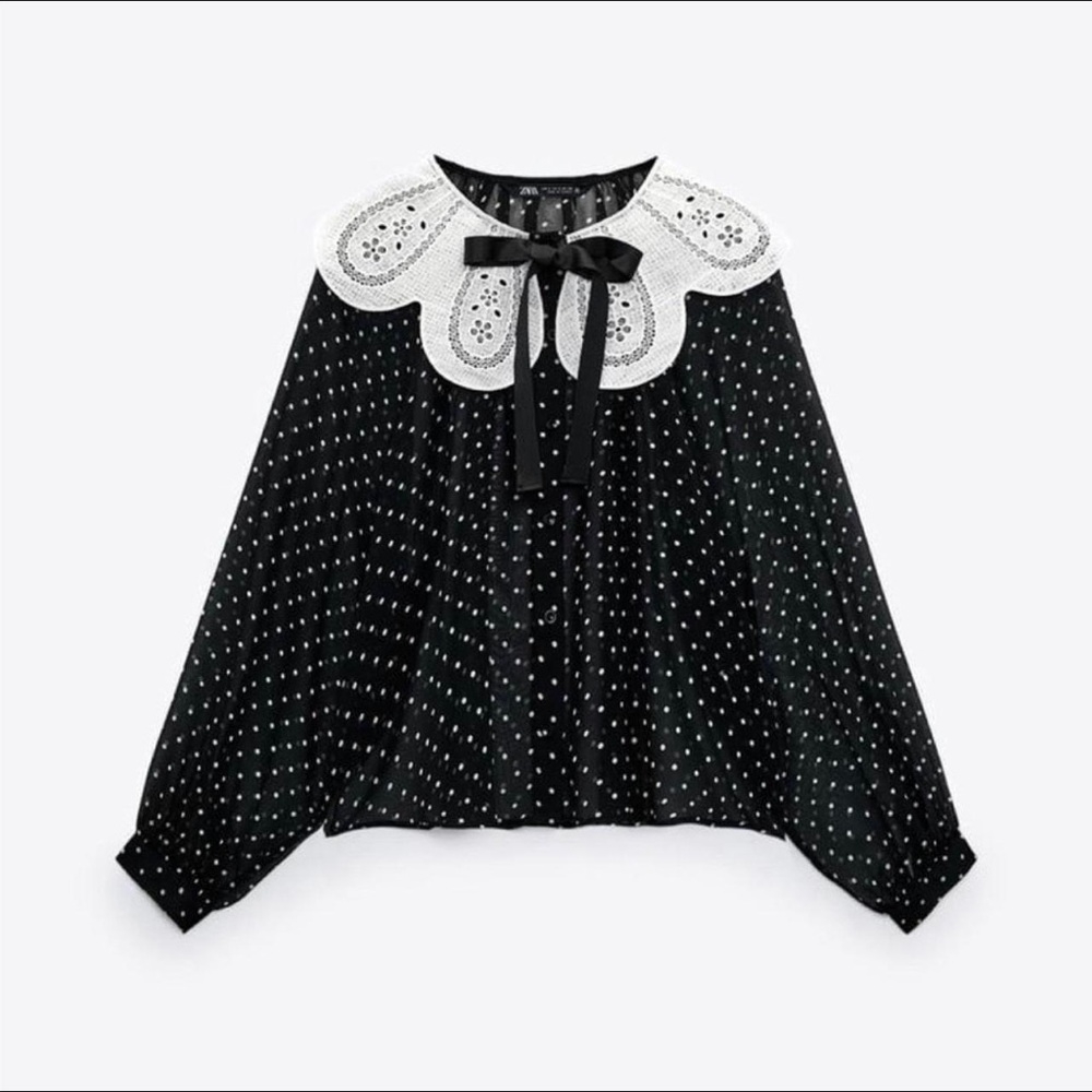 ZARA POLKA DOT SHEER BLOUSE size S